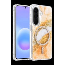 Royaleks Onegif Samsung Galaxy A37 5g Lotus Simli Magsafe Kapak - Turuncu