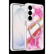 Royaleks Onegif Samsung Galaxy S26 Lotus Simli Magsafe Kapak - Pembe