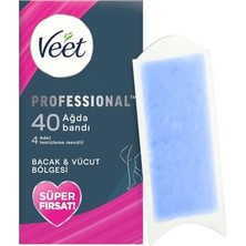 Odea Veet Professional Hassas Ciltler Için Ağda Bandı, Bacak ve Vücut Bölgesi, 40'lı Süper Fırsat Paketi