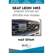 Odea Seat Leon ile Uyumlu Mk3 Amblem Kaplama Sticker Set 2013 2016 Makyajsız, Mat Siyah