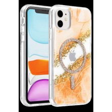 Royaleks Onegif Apple Iphone 11 Lotus Simli Magsafe Kapak - Turuncu