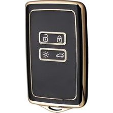 Odea Autohan Keys Lüx Anahtar Kılıfı, Clio E-Tech, Austral, Megane E-Tech Uyumlu, 4 Buton, Siyah-Altın