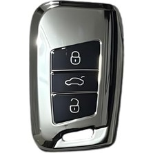 Odea Autohan Keys Volkswagen Passat B8 Uyumlu Akıllı Anahtar Kumanda Kabı Kılıfı, Nano Krom Siyah Renk