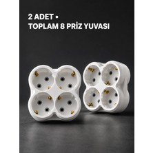 Shopwave Duvar Tipi 4 Çıkışlı Priz Çoğaltıcı Kablosuz Kompakt Tasarım 2 Adet