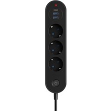 Odea 3’lü Priz | 2 Usb-A + 1 Usb-C | Termal Akım Korumalı, 2500W Güç, Aç/kapa Anahtarlı