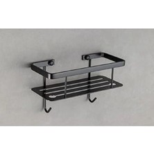 Moontime Alaçatı Duvara Monte Banyo Duş Raf Sistemi Siyah 26 cm