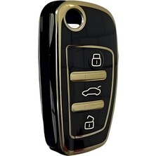 Odea Autohan Keys Audi A1 A3 A4 A5 A6 A7 Q3 Q5 Q7 Serisi Nano Anahtar Koruma Kılıfı, Siyah-Altın