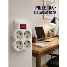 Shopwave Duvar Priz Çoğaltıcı 4 Çıkışlı Açma Kapama Düğmeli Kablosuz Priz Adaptörü