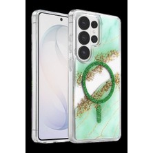 Royaleks Onegif Samsung Galaxy S26 Ultra Lotus Simli Magsafe Kapak - Yeşil