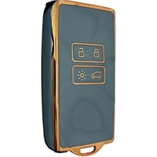 Odea Autohan Keys Lüks Anahtar Kılıfı, Clio E-Tech, Austral, Megane E-Tech, 4 Buton, Gri-Altın