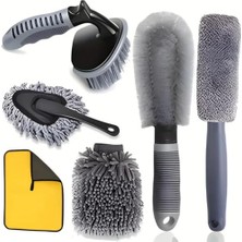 Odea 6 Parça Profesyonel Mikrofiber Araç Oto Yıkama Seti Yıkama Eldiveni Jant Lastik Fırçası Toz Fırçası