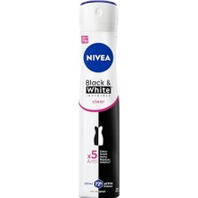 Odea Nıvea Kadın Sprey Deodorant Black&white Invisible Clear 200 Ml, 72 Saat Anti-Perspirant Koruma, Ekonomik Boy