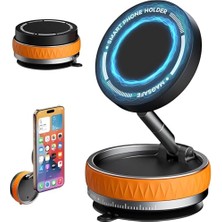 Odea Uruchı Manyetik Araç Telefon Tutucu 360° Döner Başlık – Mekanik Vakumlu Güçlü Sabitleme, Silikon Kaymaz Tutuş, Manyetik Halka ile Uyumlu, Tüm iPhone Serisi ile Uyumlu, Araç Içi Telefon Stand, Turuncu