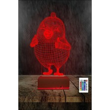 Moontime Alaçatı 3D 3 Boyutlu LED Gece Lambası Sevimli Civciv Tasarımlı 16 Renkli Masa Lambası