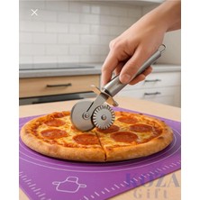 Moontime Alaçatı Çelik Pizza Hamur Mantı Börek Kesme Ruleti | Pratik Pizza Kesici Dilimleyici Rulet Paslanmaz Çelik