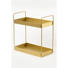 Moontime Alaçatı Siyah ve Gold Metal Organizer - 2 Katlı Tezgah Üstü Düzenleyici 15,5X31X31 cm