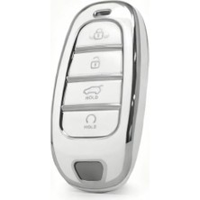 Odea Autohan Keys Hyundai Tucson Santa Fe 2021-2022 Uyumlu Nano Akıllı Anahtar Koruma Kılıfı, Beyaz Gümüş