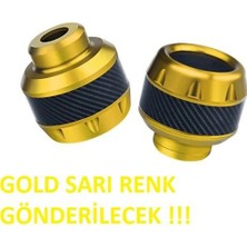 Moontime Alaçatı Motosiklet ,scooter Ön Teker Koruma Takozu Karbon Detaylı (Gold Renk) 16 mm Millere Uygun_supermoto