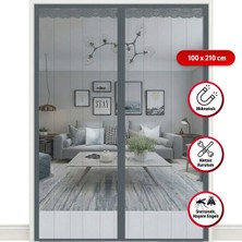 Go İthalat Mıknatıslı Kapı Sinekliği Gri 100X210 cm Otomatik Kapanan Manyetik Tül Sineklik (5477)