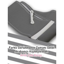 Moontime Alaçatı Mercedes A Gri Özel Süper Deri Beyaz Yüzüklü Dikişli Direksiyon Kılıfı