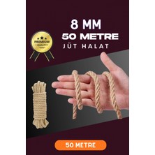 Hace Bazaar 8 mm 50 Metre Jüt Halat Dekoratif Hasır Ip Urgan Süs