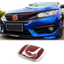 Moontime Alaçatı Honda Civic Için Uyumlu Fc5 2016 - 2021 Işıksız Ön Logo Kırmızı