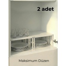 Moontime Alaçatı 2 Adet Dolap Içi Raf Tabak Bardak Düzenleyici Metal Raf