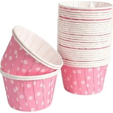 Moontime Alaçatı Pembe Puantiyeli Muffin Kek Kapsülü 50LI - V