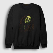 Presmono Unisex Siyah Bob Marley Sweatshirt
