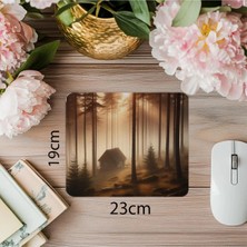 Moontime Alaçatı Ahşap Evli Sessiz Orman Mousepad - 19X23 cm 2 mm Dikdörtgen Ithal Baskılı Mouse Pad