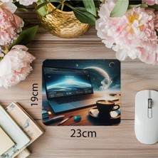 Moontime Alaçatı Css Kodlu Mousepad – Lekeli Masada Şık Fincan - 19X23 cm 2 mm Dikdörtgen Ithal Baskılı Mouse Pad