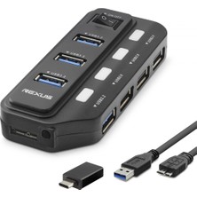 Hace Bazaar USB Type-C 3.2 Gen1 Anahtarlı Hub 7 Port 5 Gbps Siyah U332