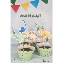 Aydogan's Lüks Büyük Boy Dinozor Konsept Kürdan Süsleri, 10'lu Paket, Cupcake Süsleme