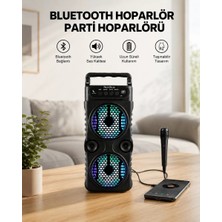 Uslucan Alışveriş LED Işıklı Kablosuz Bluetooth Hoparlör Yüksek Ses Güçlü Bas Performansı Taşınabilir Şarjlı