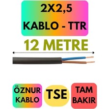 Aydogan's Öznur 2x2,5 Ttr Kablo, 12 Metre, Siyah