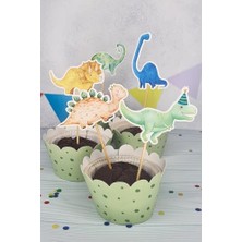 Aydogan's Dinozor Konsept Kürdan Süsleri Cupcake Süsleri Lüks Büyük Boy 10LU Paket