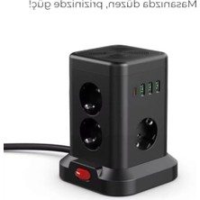 Aydogan's Kule Tipi Çoklu Priz – 3 Usb-A + 1 Type-C, Akım Korumalı