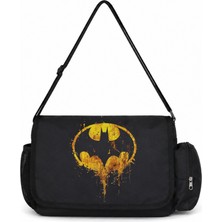 Sevbano Batman Kahraman Logo Baskılı Unisex Okul, Spor, Ofis Çok Amaçlı Postacı Çantası