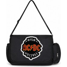 Sevbano Ac Dc Rock Metal Müzik Grubu Baskılı Unisex Okul, Spor, Ofis Çok Amaçlı Postacı Çantası