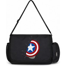 Sevbano Kaptan Amerika Avengers Kahraman Film Baskılı Unisex Okul, Spor, Ofis Çok Amaçlı Postacı Çantası