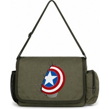 Sevbano Kaptan Amerika Avengers Kahraman Film Baskılı Unisex Okul, Spor, Ofis Çok Amaçlı Postacı Çantası