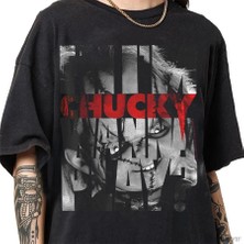 Tarzsokak Çocuk Oyuncağı Merhaba Ben Chucky'yim Oynamak Istiyorum Yazılı Tişört Erkek Kadın %100 Pamuk