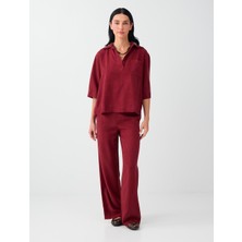 Jimmy Key Kırmızı %100 Tencel Cep Detaylı Dokuma Pantolon