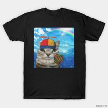 Tarzsokak Komik Mutlu Kedi Dreamcore Meme Brainrot Aptal Kitty T-Shirt Erkekler Kadınlar Için % 100% Pa