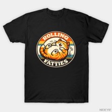 Tarzsokak Rolling Fatties Tombul Kedi Vintage Rozet T-Shirt Erkekler Kadınlar Için % 100% Pamuk T Shirt
