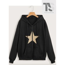 Tarzsokak Star Desen Sweatshirt Fermuarlı Hırka Unisex