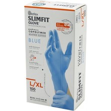 Hace Bazaar Reflex Slimfit Glove KOD-025 L-Xl Mavi Pudrasız Muayene Eldiven 100LÜ (4887)
