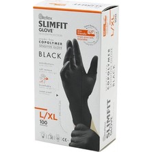 Hace Bazaar Reflex Slimfit Glove KOD-031 L-Xl Siyah Pudrasız Muayene Eldiven 100LÜ (4887)