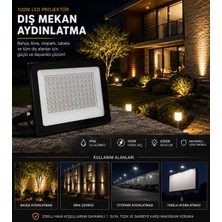 100W LED Projektör Beyaz Işık 10000LM Su Geçirmez
