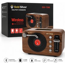farissu GS-1390 Retro Bluetooth Hoparlör ve Fm Radyo | USB Bellek, Tf Kart, Aux Girişli Ahşap Tasarım